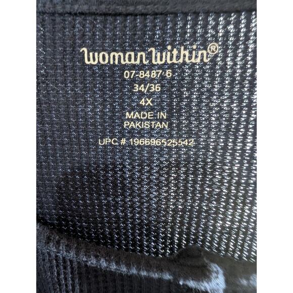 Woman Within Navy Thermal Waffle Floral Embroidered Tunic Top Sz 4X - Picture 8 of 8